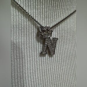 Silver Crown Initial Pendant Necklace